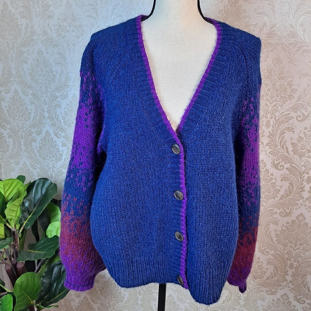 Torrid Size 14-16 Blue/Purple V-Neck Cardigan Wool Blend Button Up NWT